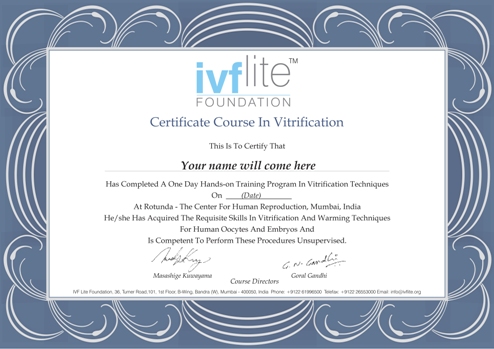 ivf lite certificate